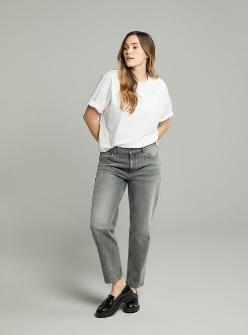 Grey Straight Leg Denim Jeans...