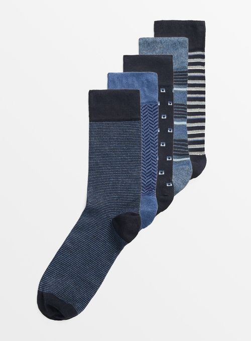 Navy Stripe Bamboo Socks 5...