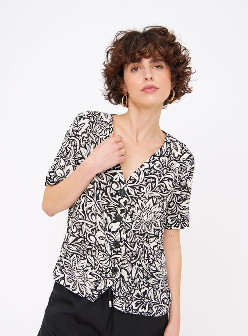 Mono Floral Print Boxy Top 10