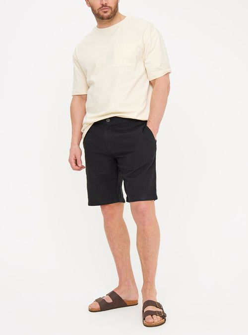 Black Linen Blend Shorts 30