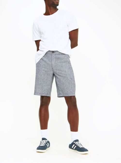 Navy Marl Linen Blend Shorts...