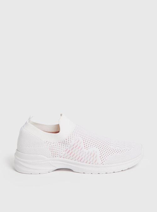 White Knitted Slip On...