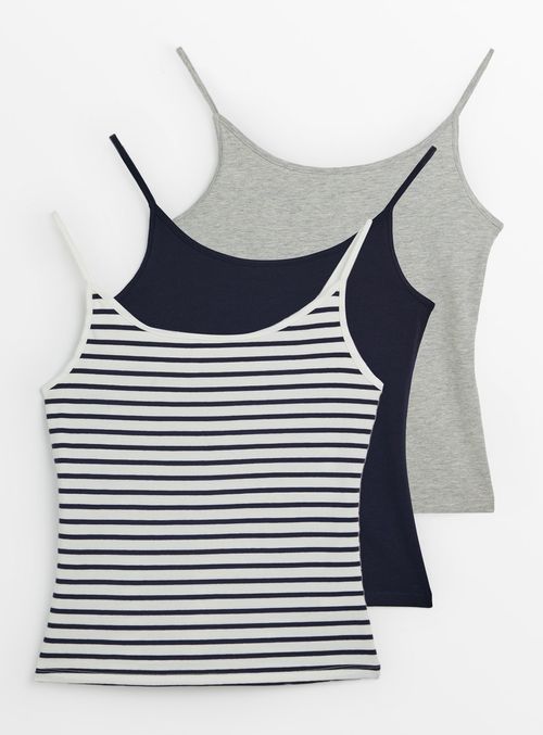 Plain & Stripe Cami Vest Tops...