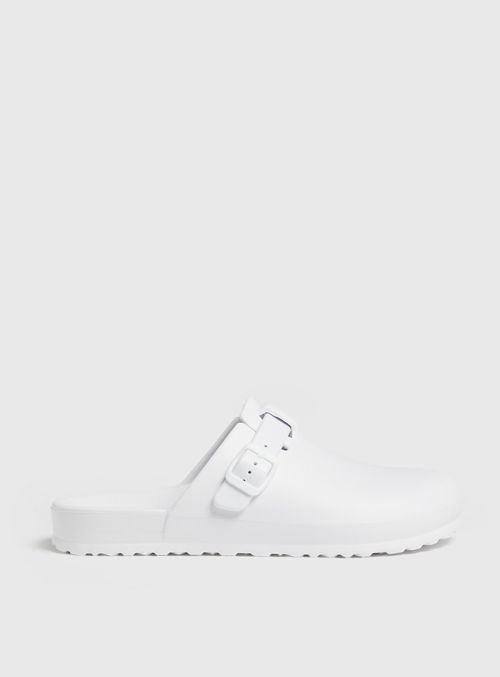 White Closed Toe Clogs 4