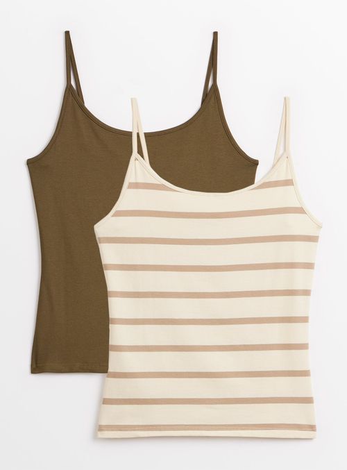 Khaki Stripe Cami Vest Top 2...