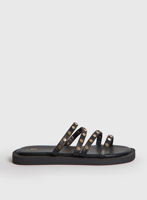 Black Studded Mule Sandals  7