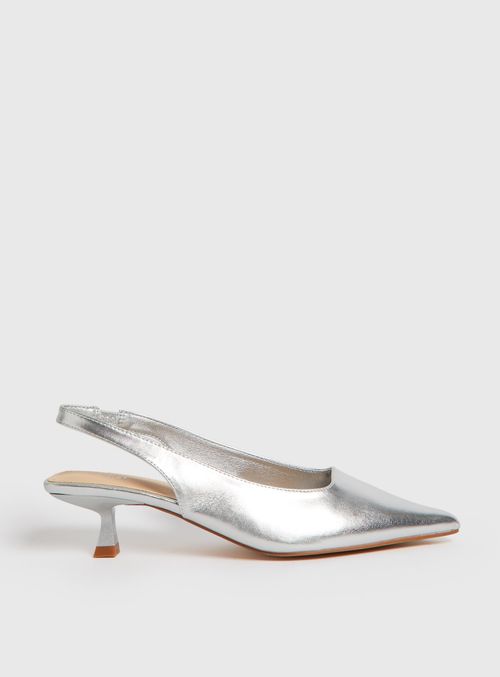 Metallic Silver Slingback...