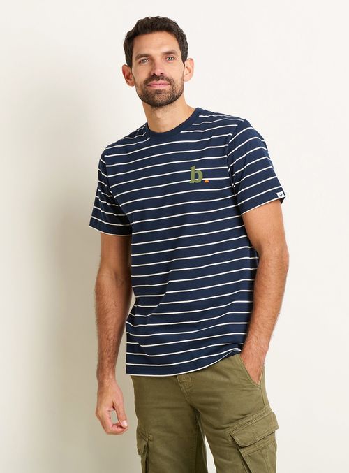 BRAKEBURN Navy Stripe Tee M