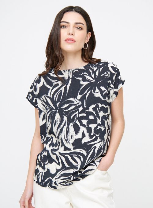 Mono Floral Print Top 8