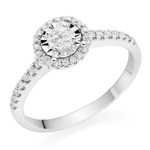 9ct White Gold Diamond Halo...