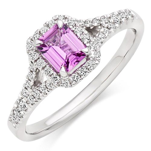 18ct White Gold Diamond Pink...