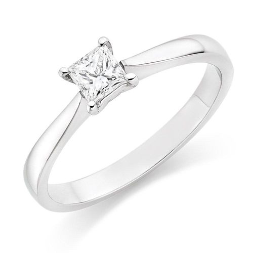 Platinum Diamond Princess Cut Solitaire Ring