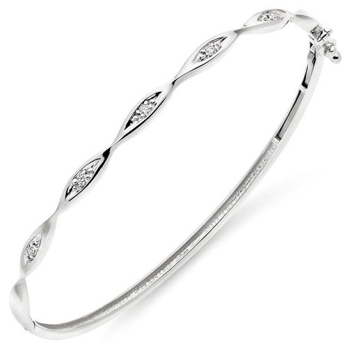 9ct White Gold Diamond Bangle