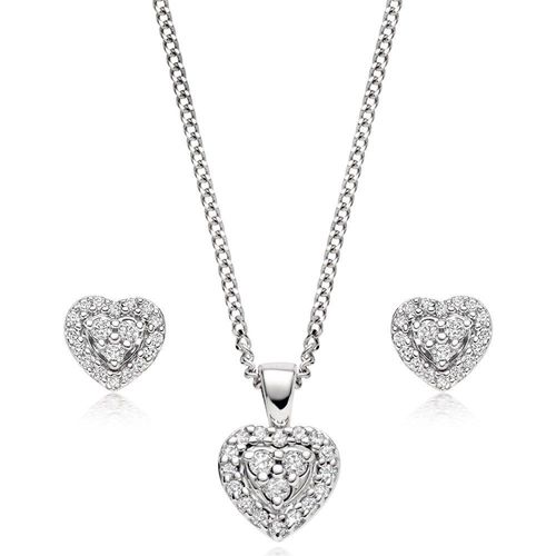 9ct White Gold Diamond Heart...