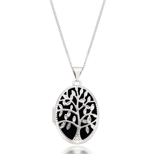 9ct White Gold Tree Locket