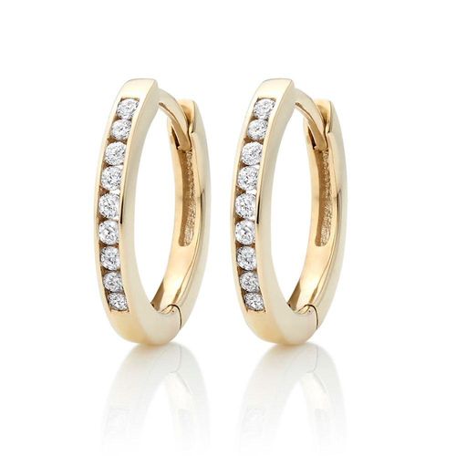 9ct Yellow Gold Diamond Hoop...