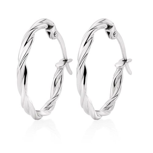 9ct White Gold Twist Hoop...