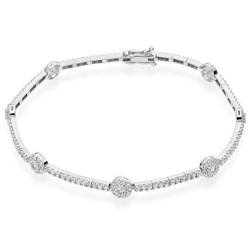 9ct White Gold Cubic Zirconia Halo Bracelet