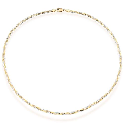 9ct Yellow Gold, White Gold and Rose Gold Plait Necklace