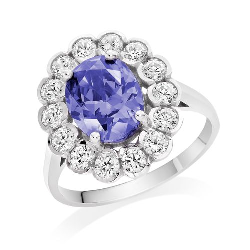 9ct White Gold Purple Cubic...