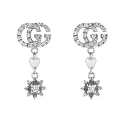 Gucci Flora 18ct White Gold Diamond Drop Earrings