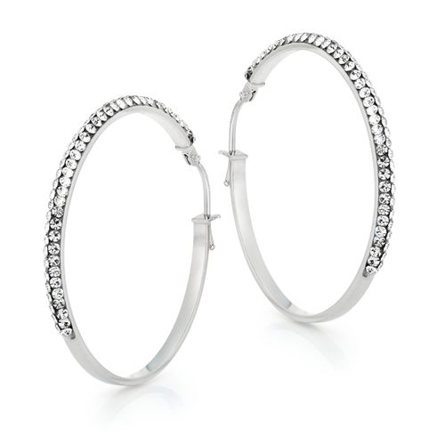 9ct White Gold Crystal Hoop...