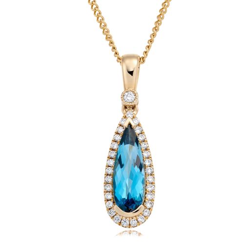 9ct Yellow Gold Diamond Blue...