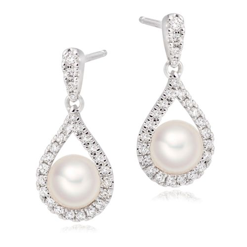 9ct White Gold Diamond Pearl...