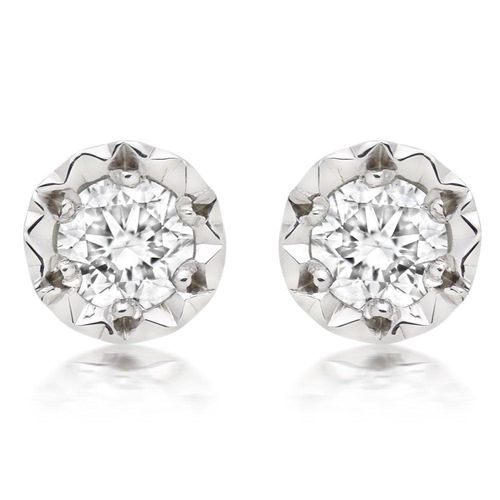 9ct White Gold Diamond Stud Earrings