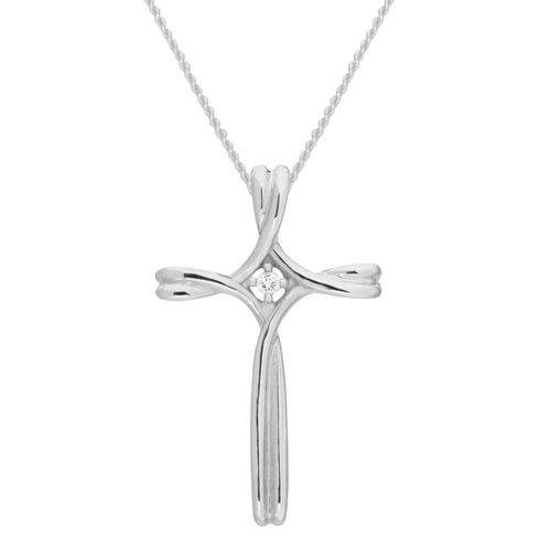 9ct White Gold Diamond Cross...