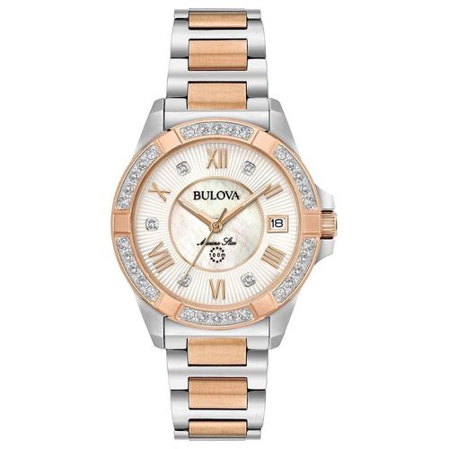 Bulova Marine Star Rose Gold Mother of Pearl Diamond Ladies Watch