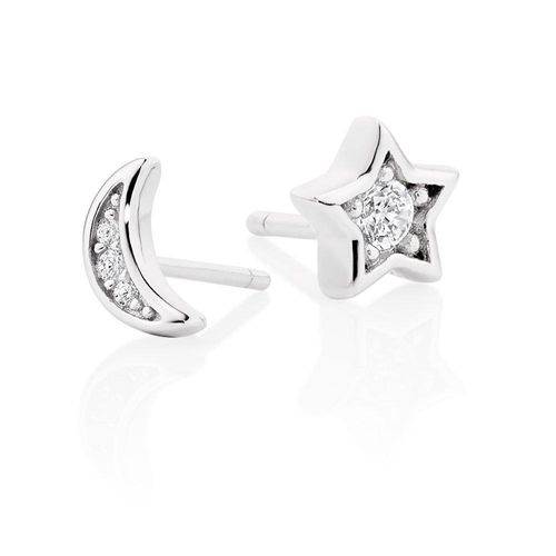 Silver Cubic Zirconia Moon &...