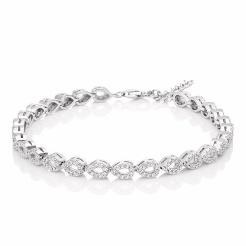 Silver Cubic Zirconia Pear Bracelet