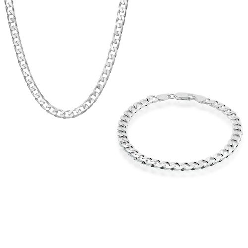 Silver Men's Curb Chain and...