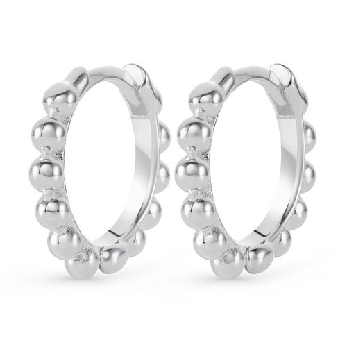 Silver Ball Huggie Earrings