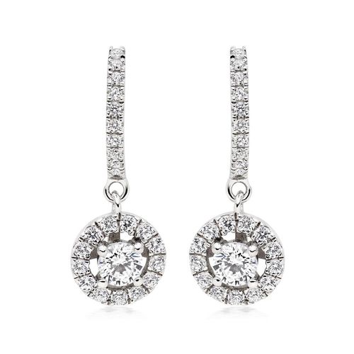 Silver Cubic Zirconia Halo Drop Earrings