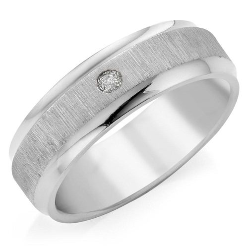 Titanium Diamond Set Men's Ring