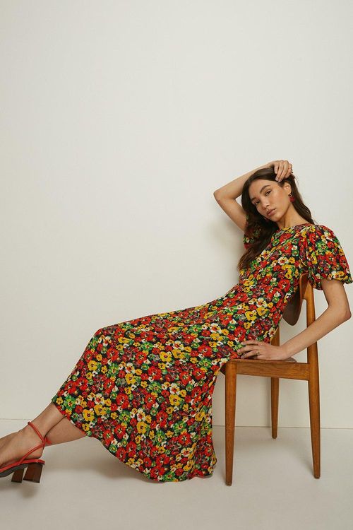 Pansy  Puff Sleeve Midi Dress