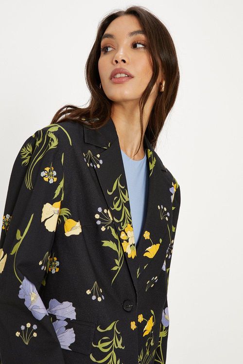 Floral Printed Cotton Blazer