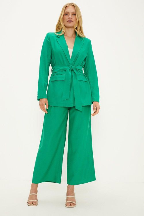 Womens Belted Cropped Trouser