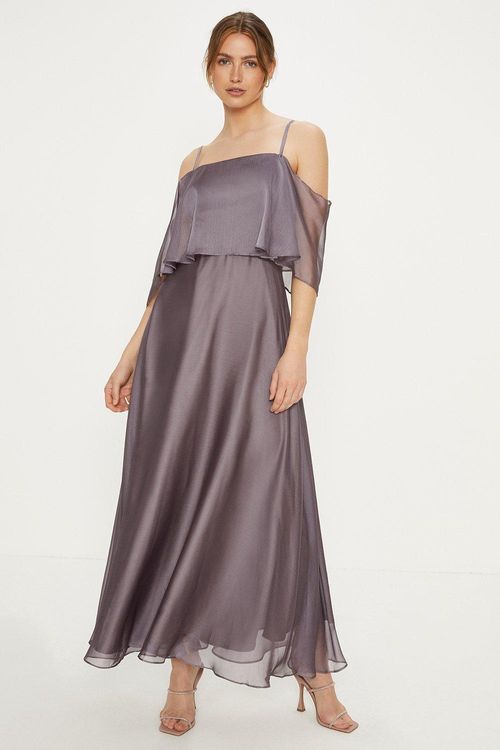 Shimmer Chiffon Cold Shoulder...