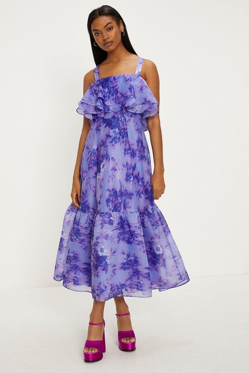 Tonal Blurred Floral Ruffle...