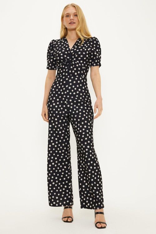 Spot Twist Front Jumpsuit