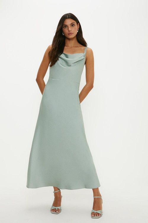 Satin Cowl Double Strap Midi...