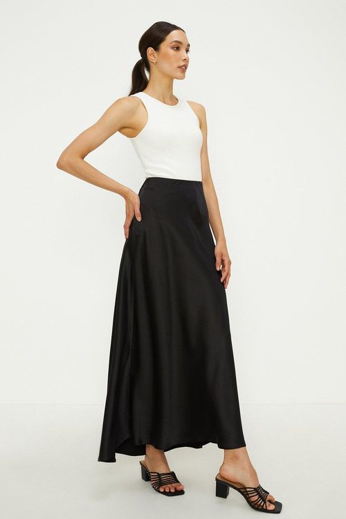 Satin Bias Cut Maxi Skirtblack