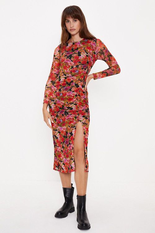 Abstract Print Mesh Ruched...