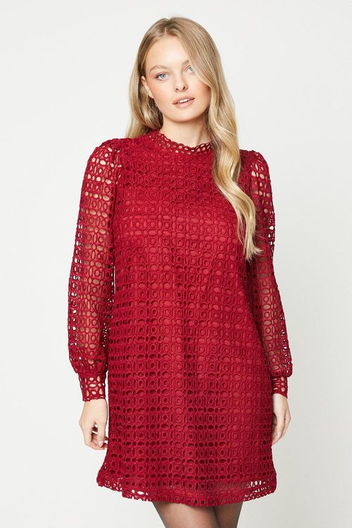 Lace High Neck Long Sleeve...