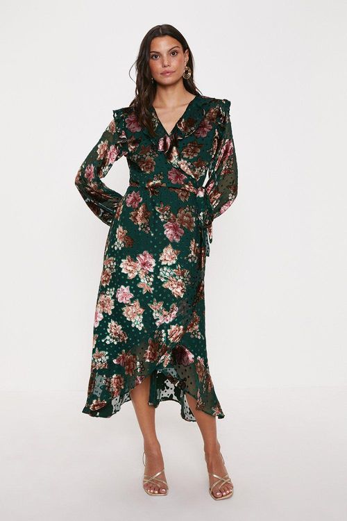 Devore Frill Wrap Maxi Dress