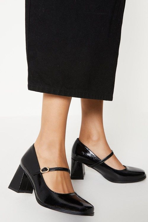 Buckle Strap Block Heel Court...