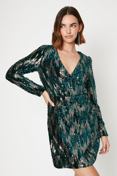 Velvet Sequin Wrap Mini...